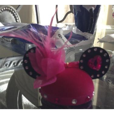 Imagem de Disney Parks Minnie Mouse Mardi Gras Pink Jeweled Hearts Feather Mickey Ear Hat Ornament Limited Edition