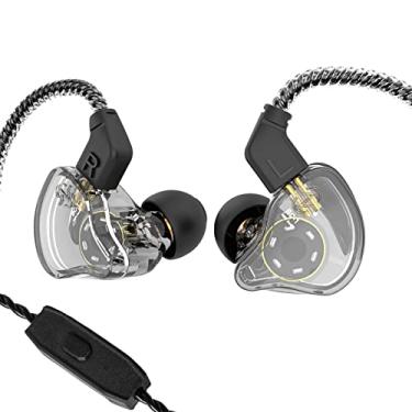 Imagem de Fones de ouvido ccz yinyoo melodia fones de ouvido na orelha dos fones de ouvido Monitores de ouvido IEM Bass com 1DD 1BA, OFC Cable for Musicians, Singer(com microfone, preto transparente)