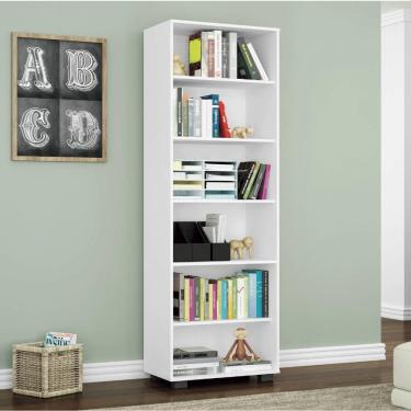 Imagem de Estante para Livros 5 Prateleiras Office Móveis Leão Branco Texturizado