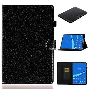 Imagem de YUNCHAO Caixa de telefone Para Lenovo Tab M10 Plus TB-X606F Glitter Glitter Powder Power Power Flip Leather Case com suporte e caça-níqueis e função de sono/despertar capa para celular
