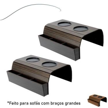 Imagem de Kit Esteiras Grande 50X30 Para Sofá Braço Largo Porta Controle Madeira