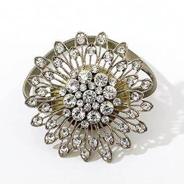 Imagem de Fivela de cortina magnética decorativa borlas acessórios de suporte de janela dourado grande flor ímã cortina tieback, verde, 1 peça