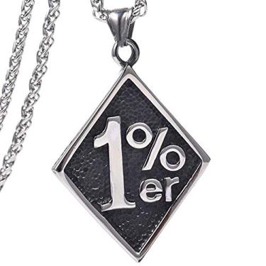 Imagem de FIZIZDH Colar masculino com pingente de 1% de aço inoxidável fresco, corrente de 61 cm de quilha