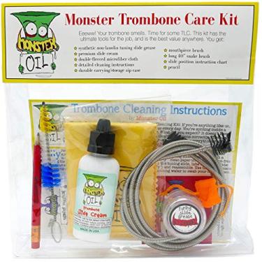 Imagem de Kit de cuidados e limpeza de trombone Monster | Creme deslizante, graxa deslizante, escova bucal Tudo o que você precisa para cuidar e limpar o seu trombone