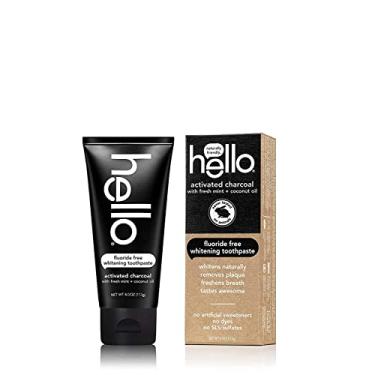 Imagem de HELLO Pasta de dente branqueadora sem flouride de carvão ativado com menta fresca + óleo de coco – 2 pacotes de 113 g cada (236 g no total)
