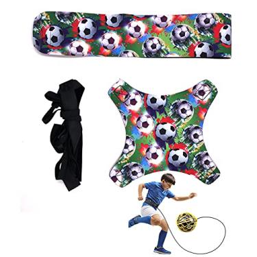 Imagem de Treinador de chute de futebol solo ajustável cinto de prática de futebol mãos livres exercícios adultos treinamento ajuda controle habilidades para melhorar a reação, cor, 2 meses