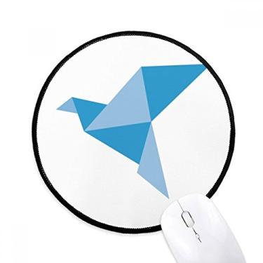Imagem de DIYthinker Tapete de mouse com padrão de pombo abstrato origami azul desktop escritório tapete redondo para computador