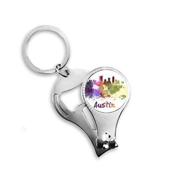 Imagem de Austin America City Aquarela Alicate de unha Anel Chaveiro Abridor de Garrafas Cortador
