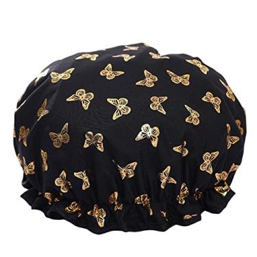 Imagem de Impressão Na Touca De Banho De Banho De Banheira Touca De Banho Com Faixa Elástica De Dupla Camada Reutilizável À Prova D'água Para Chuveiro De Salão De Spa Para Spa