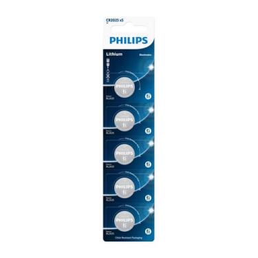 Imagem de Bateria Pilha Moeda Cr2025 Lítio 3V Cartela Com 5 Unidades - Philips