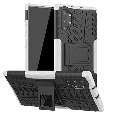 Imagem de Capa protetora capa protetora compatível com Samsung Galaxy Note 10 Plus, TPU + PC Bumper híbrido capa robusta de grau militar, capa de telefone à prova de choque com capa de suporte (cor: branco)