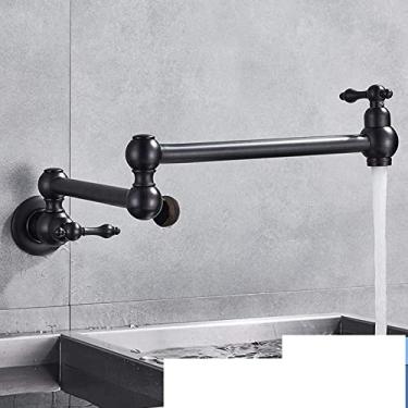 Imagem de Bica dobrável giratória de alavanca única Torneira de cozinha para banheiro Montagem na parede Torneira para pia de água fria Cromado/preto/níquel escovado/dourado, A1