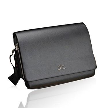 Imagem de Bolsa de ombro horizontal PU Messenger Bag para homens tamanho P (marrom), Preto, tamanho G, Medium