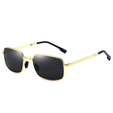 Imagem de Oculos de Sol Masculino AORON Dobrável Polarizado Óculos de Sol Retangular Armação de Metal Proteção uv400 (C1)