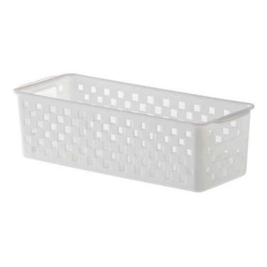 Imagem de Cesto Organizador Quadratta branco para gavetas, armários, lavanderias, cozinha, banheiro, quarto