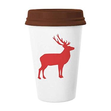 Imagem de Caneca de cerâmica de grão de madeira vermelha de cervo, caneca de café de vidro bebendo cerâmica