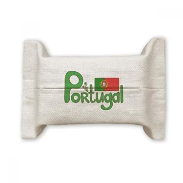 Imagem de Bolsa de linho de algodão com estampa verde da bandeira nacional de Portugal