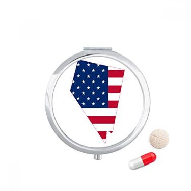 Imagem de Caixa de comprimidos em forma de bandeira de Nevada com mapa de estrelas e porta-comprimidos, dispensador de remédios