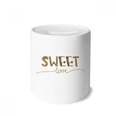 Imagem de DIYthinker Sweet Love Caixa de moedas de cerâmica com citação de ouro feita à mão para guardar dinheiro