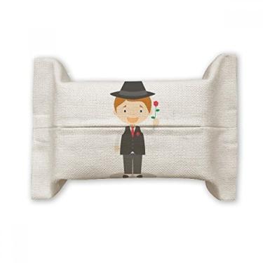 Imagem de Black Suit Argentina Suporte de capa de papel para lenços faciais, saco de linho de algodão