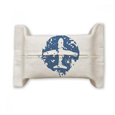 Imagem de Bolsa de linho de algodão com estampa de ilustração de avião azul