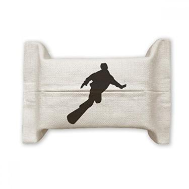 Imagem de Skateboarding Sport Black Outline Suporte de capa de papel para lenços faciais Bolsa de linho de algodão