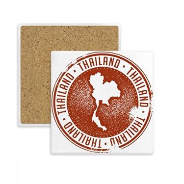 Imagem de Porta-copos quadrado da cultura tailandesa I Love Tailândia com porta-copos e suporte de subplaca com pedra isolante