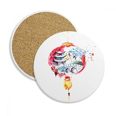 Imagem de Ponte de lanterna chinesa chinesa para desenho copo copo copo caneca de proteção de mesa pedra absorvente