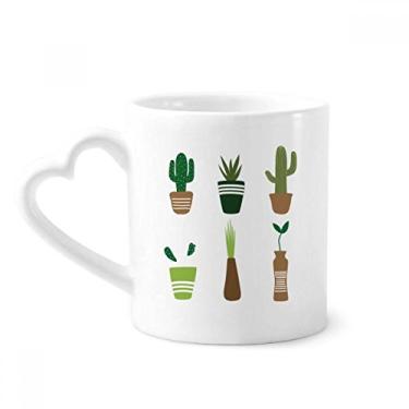 Imagem de Caneca de café de cerâmica para suculentas de plantas em vaso de cacto, copo de coração de vidro