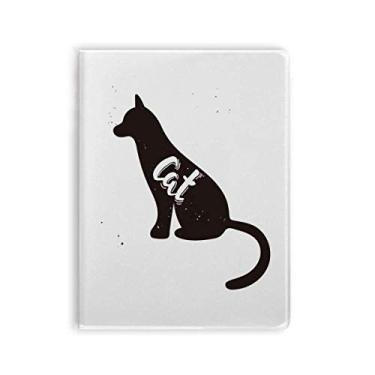 Imagem de Caderno de gato preto e branco com capa de goma de animal