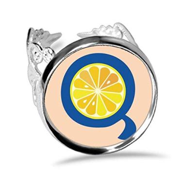 Imagem de DIYthinker Q Alfabeto Laranja Fruta Bonito Anel Ajustável Amor Casamento Noivado
