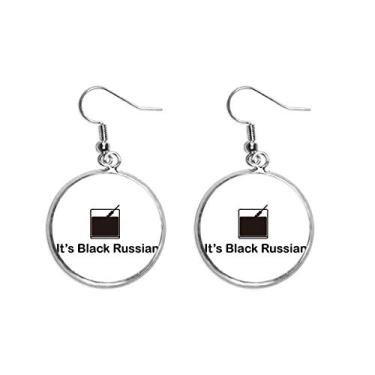 Imagem de Brinco feminino preto russo para coquetel com pingente de prata