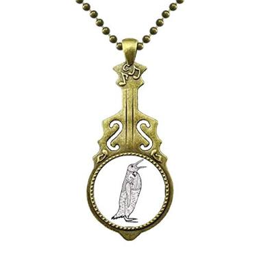 Imagem de DIYthinker Colar com desenho de animal de pinguim fofo, pingente de música de guitarra antiga