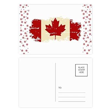 Imagem de Cartão postal de Natal com bandeira canandesa e folha de bordo para celebração de flores