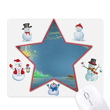 Imagem de Mouse pad Silent Night Lighthouse Fairy Fuying Painting mas Snowman Family Star