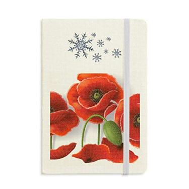 Imagem de Caderno de flores vermelhas com estampa de pétalas de milho e frutas, flocos de neve, inverno