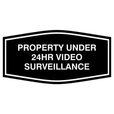 Imagem de All Quality Placa de vigilância por vídeo Fancy Property Under 24 horas - Gravado a laser | Plástico ABS durável | Monitoramento de segurança 24 horas por dia, 7 dias por semana (Preto) - Pequeno