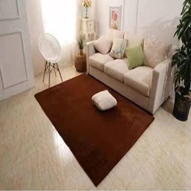 Imagem de jia cool Tapete premium de pele de coelho sintético, 40 x 60 cm, tapete felpudo de pele de coelho para quarto e sala de estar, decoração luxuosa para casa interna, tapetes de pelúcia para piso lateral, marrom
