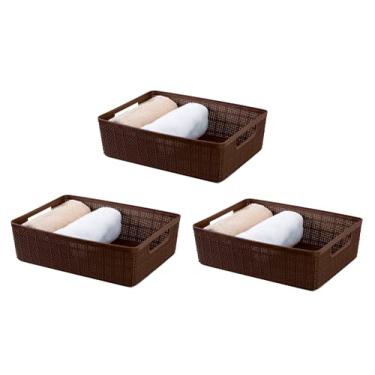 Imagem de Kit 3 Cestos Organizadores Multiuso Decorativo Rattan 4,7L Cor: Marrom