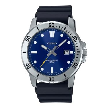 Imagem de Relógio CASIO masculino preto azul borracha MTP-VD01-2EVUDF