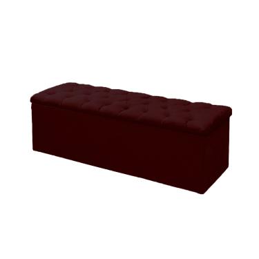 Imagem de Calçadeira Baú P/ Box Solteiro 90cm Mirage c/ Capitonê Suede Vermelho Bordo - LM DECOR