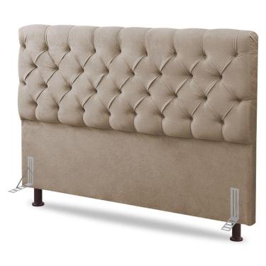 Imagem de Cabeceira Cama Box Casal Lylla 140cm Capitonê com Frame Suede Bege - Desk Design
