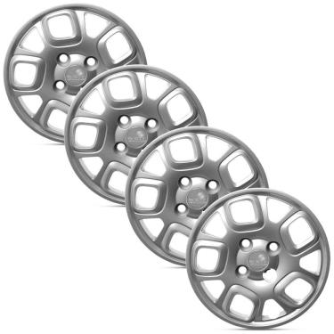 Imagem de Jogo 4 Calota Modelo Original Uno Prata Aro 13 Grid