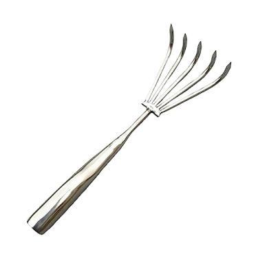 Imagem de ＫＬＫＣＭＳ Ancinho de mão de aço inoxidável Ancinho de de, portátil, ancinho de jardim, de solo para solo, quintal, varrer, 5 dentes