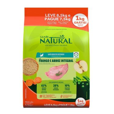 Imagem de Ração Guabi Natural Gatos Castrados Frango e Arroz Bônus Bag 8,5kg