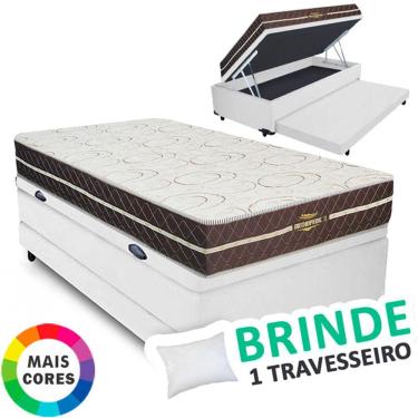Imagem de Cama Box Baú Solteiro Auxiliar Bicama 3 em 1 + Colchão Orthopedic II D33 Espuma 96x203x68cm Vstore