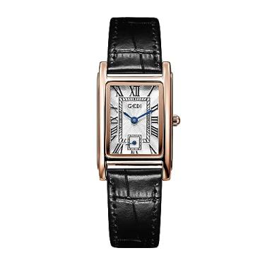 Imagem de YingHwa Relógio feminino retrô quadrado criativo de duas agulhas relógio de pulso feminino combina com tudo casual quartzo relógio feminino pequeno quadrado cinto feminino à prova