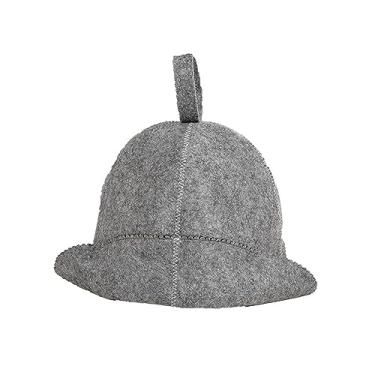 Imagem de Chapéu de feltro para sau Touca de proteção para a cabeça tradiciol multifunciol para banho ou vapor, CINZA