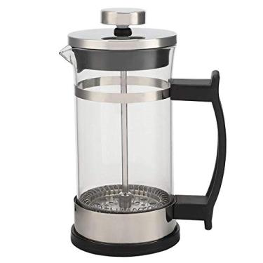 Imagem de NIKOU Cafeteira de aço inoxidável prensa francesa máquina de chá, filtro de vidro inoxidável doméstico
