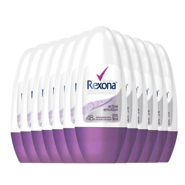 Imagem de Kit Desodorante Roll On Rexona Active Emotion 50ml - 12 Unidades